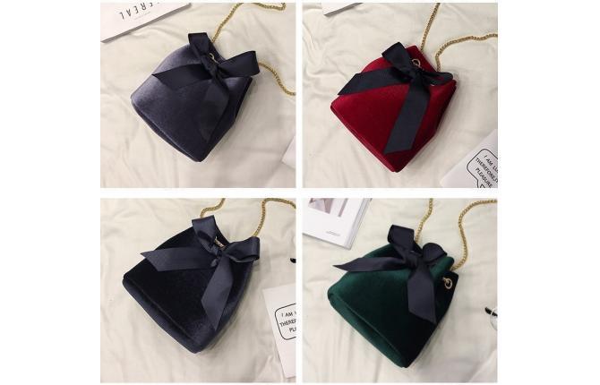 GA0401 Velvet Bow Chain Handbag