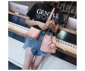 TB097 Small Lace Embroidered Bucket Bag