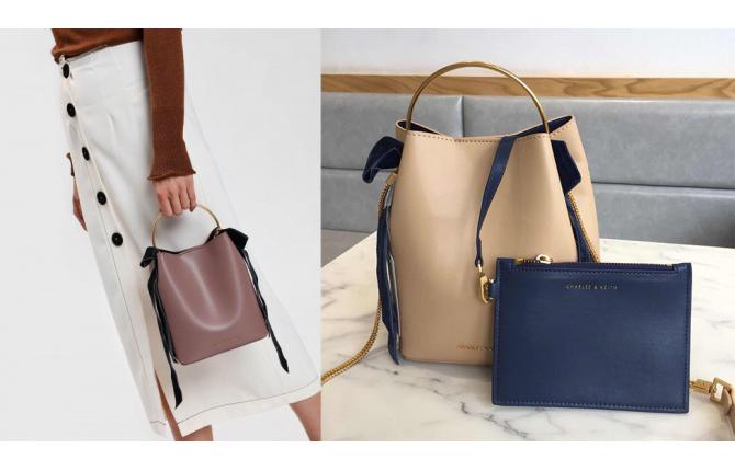 TB118 Velvet Bow Detail Bucket Bag