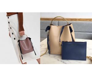 TB118 Velvet Bow Detail Bucket Bag