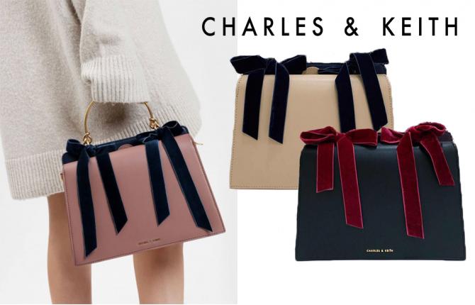 TB123 C&K Velvet Bow Detail Handbag