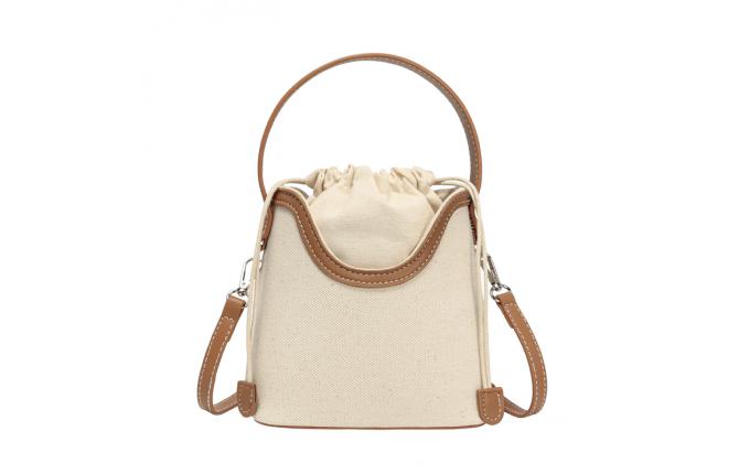 CLARA CANVAS BUCKET BAG - BROWN