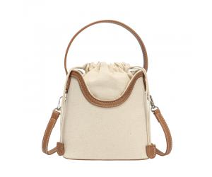 CLARA CANVAS BUCKET BAG - BROWN
