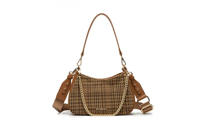 MIYA HOBO BAG - GRID BROWN