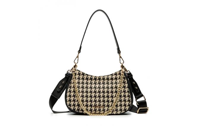 MIYA HOBO BAG - HOUNDSTOOTH BLACK