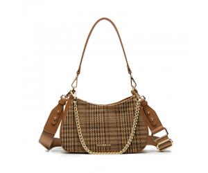 MIYA HOBO BAG - GRID BROWN