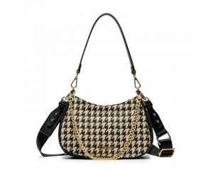 MIYA HOBO BAG - HOUNDSTOOTH BLACK